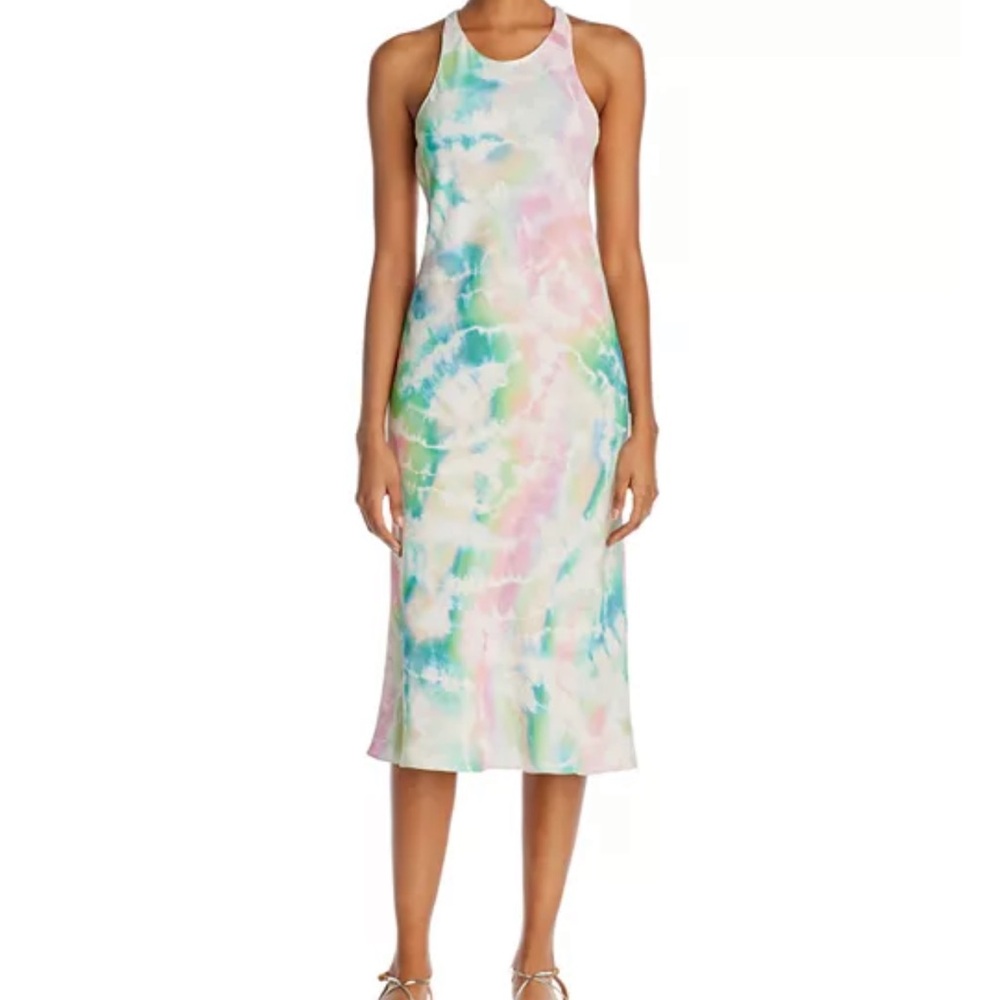 Amanda Uprichard $229 Pasadena Tie-Dyed Midi Dress Size S Pink Blue Green Summer
